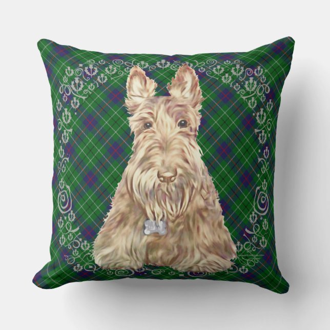 Duncan Tartan Schotse Terriër Kussen (Voorkant)