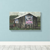 Duncans Mills, oude schuur Waterverf Canvas Afdruk (Insitu (Houten vloer))