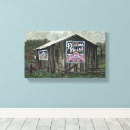 Duncans Mills, oude schuur Waterverf Canvas Afdruk