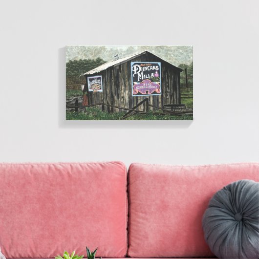 Duncans Mills, oude schuur Waterverf Canvas Afdruk (Insitu (Woonkamer))