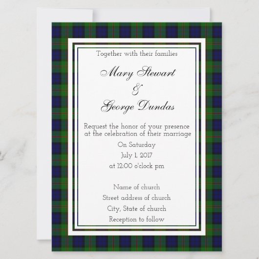 Dundas Scottish Wedding Invitation Kaart (Voorkant)