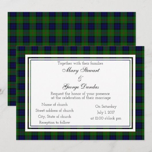 Dundas Scottish Wedding Invitation Kaart (Voorkant / Achterkant)