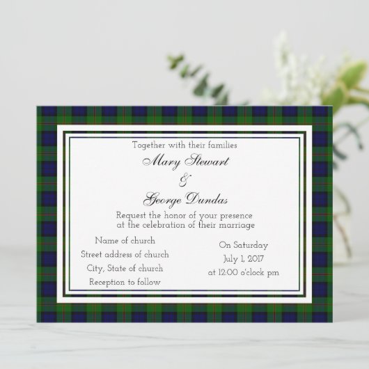 Dundas Scottish Wedding Invitation Kaart (Staand voorkant)