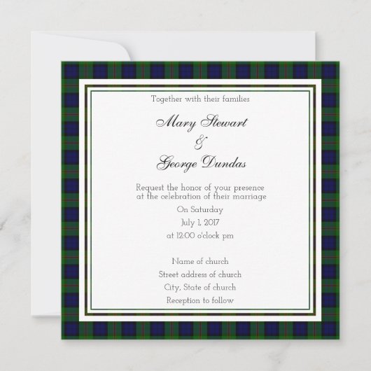 Dundas Scottish Wedding Square Invitation Kaart (Voorkant)