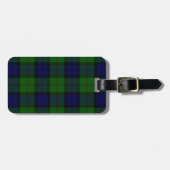 Dundas tartan blue green plaid bagagelabel (Voorkant horizontaal)