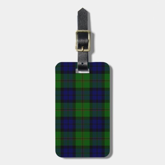 Dundas tartan blue green plaid bagagelabel (Voorkant verticaal)