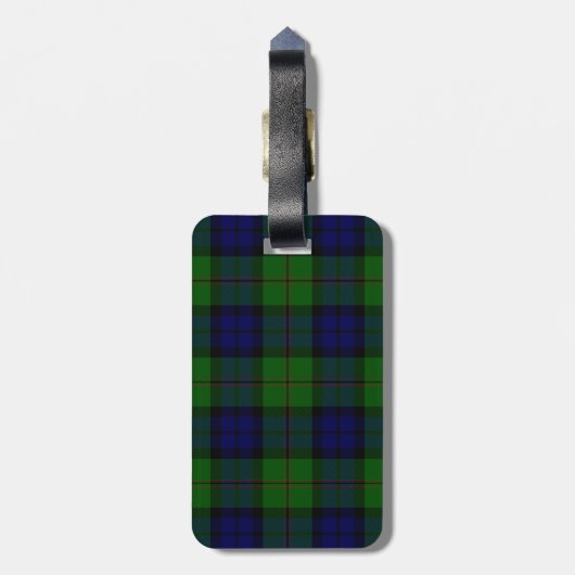Dundas tartan blue green plaid bagagelabel (Achterkant verticaal)