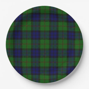 Dundas tartan blue green plaid papieren bordje