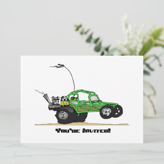 Dune Buggy Party-uitnodigingen Kaart (Staand voorkant)