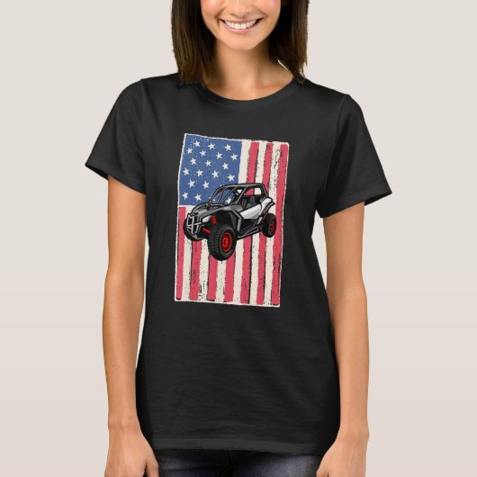 Dune buggy voor mannen Amerikaanse vlag patriottis T-shirt (Voorkant)