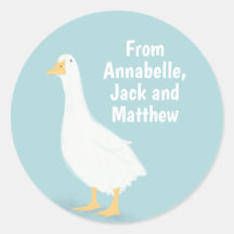 Dune eend baby shower stickers label jongen meisje