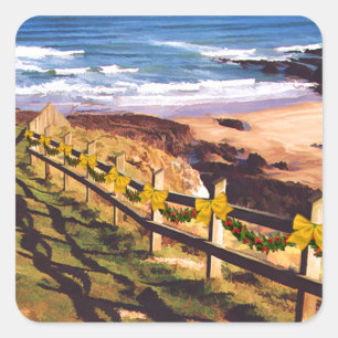 Dune Fencing aan de Oceaan Vierkante Sticker