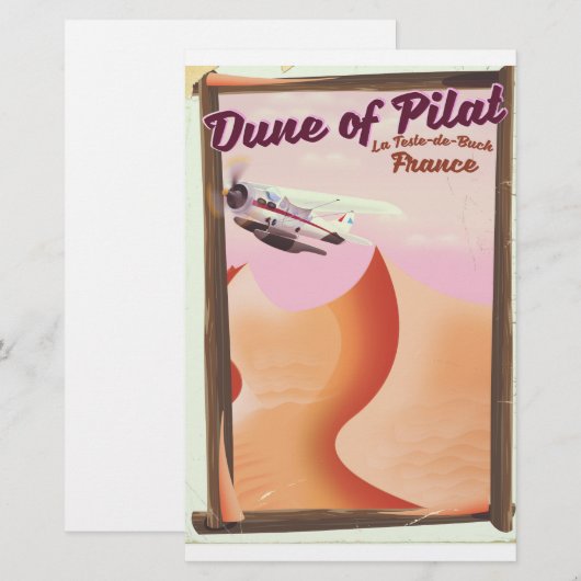 Dune of Pilat, Dunes  France reisposter. Briefpapier (Voorkant / Achterkant)
