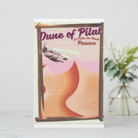 Dune of Pilat, Dunes France reisposter. Briefpapier (Staand voorkant)