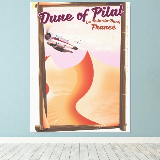 Dune of Pilat, Dunes France reisposter. Canvas Afdruk (Insitu (Houten vloer))
