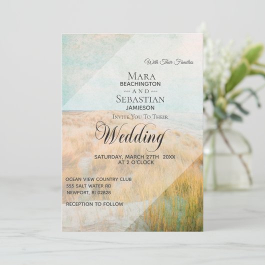*~*  Dune Pastel Beach Grass Wedding Kaart (Staand voorkant)
