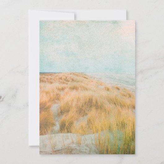 *~* Dune Pastel Beach Grass Wedding Kaart (Achterkant)