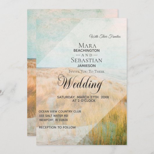 *~* Dune Pastel Beach Grass Wedding Kaart (Voorkant / Achterkant)