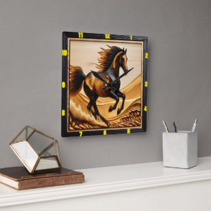 Dune Sprint: verkoold hout Arabische uurwerk kunst Vierkante Klok