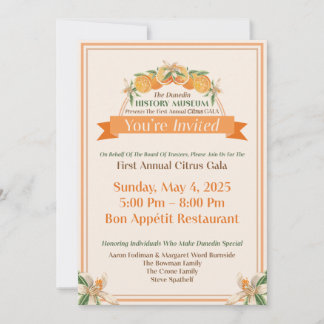 Dunedin History Museum 2025 Citrus Gala Kaart