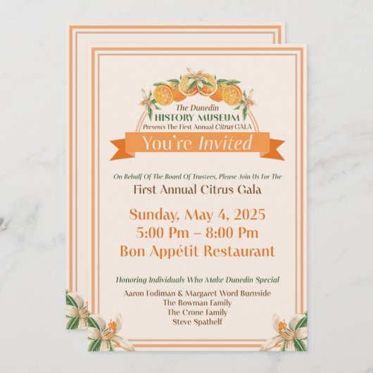 Dunedin History Museum 2025 Citrus Gala Kaart (Voorkant / Achterkant)