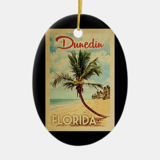 Dunedin Palm Tree Vintage Travel Keramisch Ornament (Voorkant)