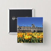 Dunedin Railway Station Vierkante Button 5,1 Cm (Voorkant /achterkant)
