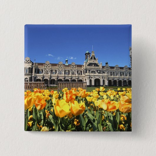 Dunedin Railway Station Vierkante Button 5,1 Cm (Voorkant)