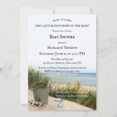 Dunes and Beach Nautical Baby shower Invitation Kaart (Voorkant)