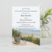 Dunes and Beach Nautical Baby shower Invitation Kaart (Staand voorkant)