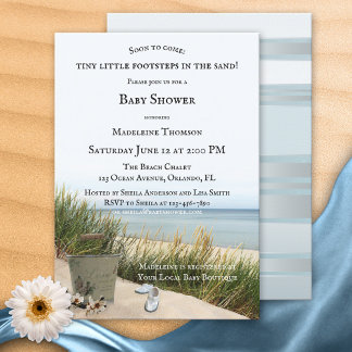 Dunes and Beach Nautical Baby shower Invitation Kaart