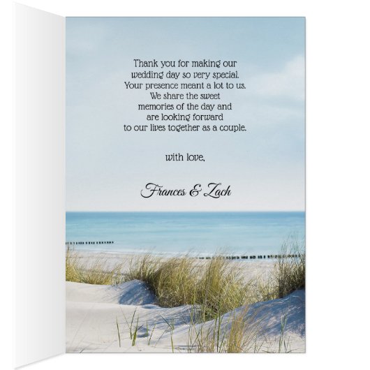 Dunes and Beach Wedding Foto Dank je Kaart (Binnen (Rechts))