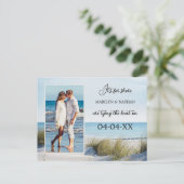 Dunes en Beach Photo QR Save the Date Briefkaart (Staand voorkant)