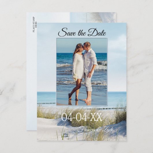 Dunes en Beach Photo Save the Date Briefkaart (Voorkant / Achterkant)