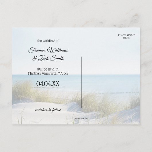 Dunes en Beach Photo Save the Date Briefkaart (Achterkant)
