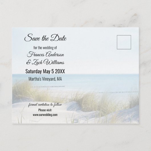 Dunes en Beach Save the Date Briefkaart (Achterkant)