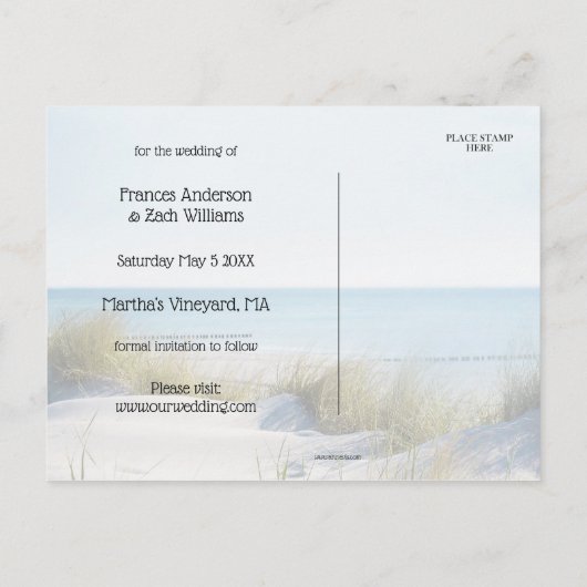 Dunes en Beach Save the Date Briefkaart (Achterkant)