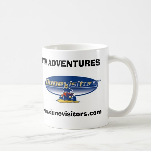 Dunevisitors logo, ATV ADVENTURES, www.dunevisi... Koffiemok (Rechts)