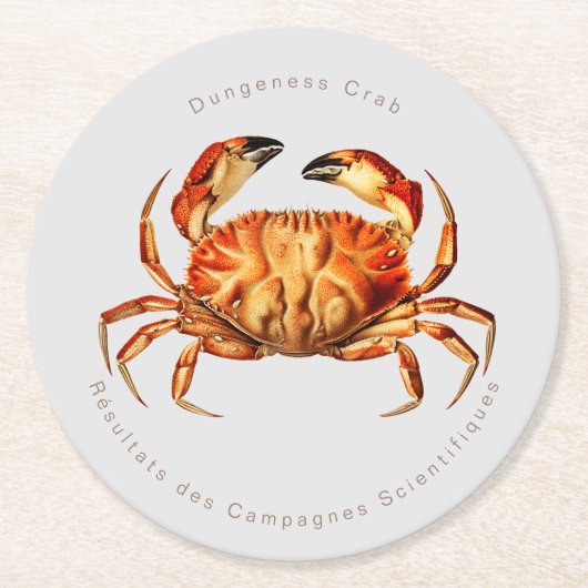  Dungeness Crab Illustratie Ronde Kartonnen Onderzetter (Voorkant)