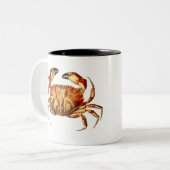 Dungeness Crab Illustratie Tweekleurige Koffiemok (Voorkant links)