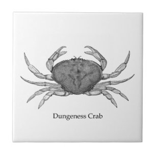 Dungeness Crab Logo (lijnkunst) Tegeltje