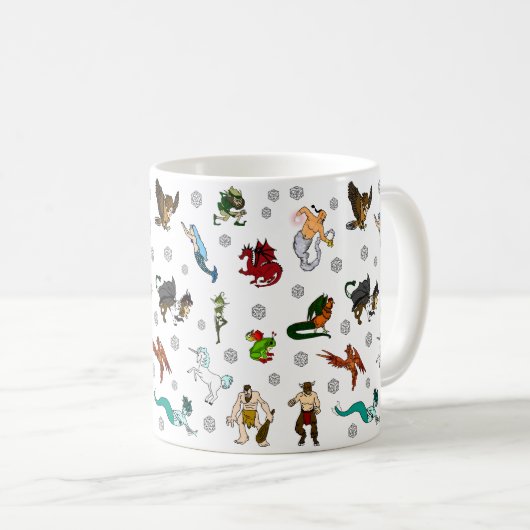 Dungeon and Dragons Dice and Magical Creaters Koffiemok (Voorkant rechts)