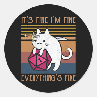Dungeon Crawler Dragon Master Cat I'm Fine Ronde Sticker