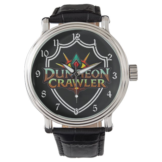 Dungeon Crawler Kleur Logo Horloge (Voorkant)