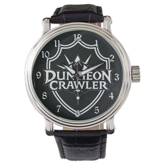 Dungeon Crawler Zwart En Wit Horloge (Voorkant)