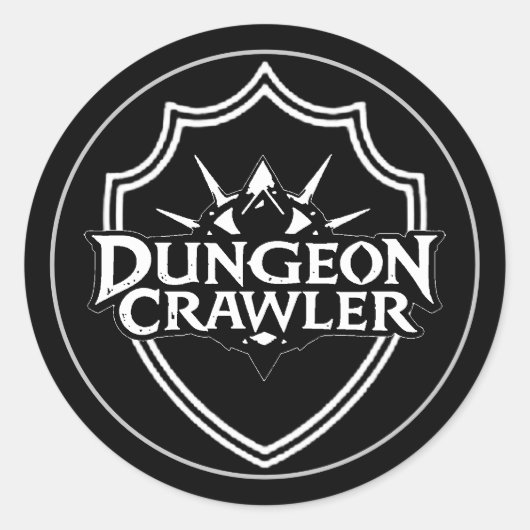 Dungeon Crawler Zwart En Wit Ronde Sticker (Voorkant)