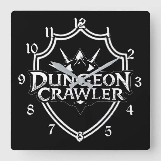 Dungeon Crawler Zwart En Wit Vierkante Klok (Voorkant)