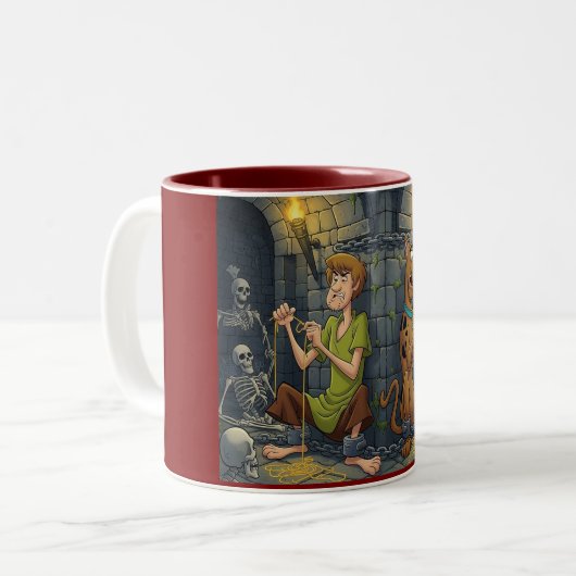 Dungeon Delights: Spaghetti Ontsnapping Tweekleurige Koffiemok (Voorkant links)