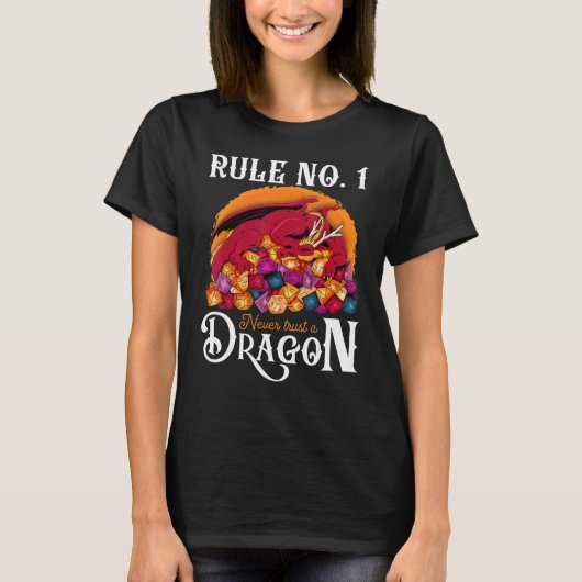 Dungeon Dice Shirt Never Trust A Dragon RPG Gamers (Voorkant)