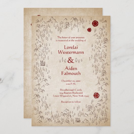 Dungeon Kaart RPG Gamer Bruiloft (Voorkant / Achterkant)